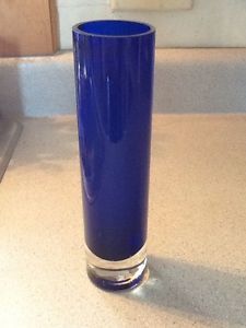 Stunning Cobalt Blue Thick Glass Bud Vase