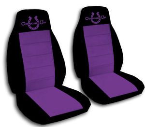 Cool Set of Black Purple Car Seat Covers w Cowgirl Up