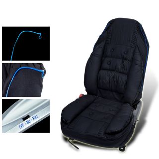 Universal One Piece Black PCV Racing Style Performance Blue Neon Car Seat Cover
