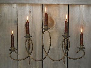 Vintage Rustic 5 Candle Wall Sconce French Antique Metal Candelabra Charming
