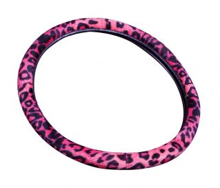 11pc Leopard Pink Black Animal Print Complete Car Seat Cover Set 