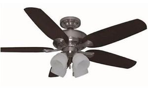 Hunter 52071 Channing 52 inch Ceiling Fan with Light Kit Brushed Nickel Finish