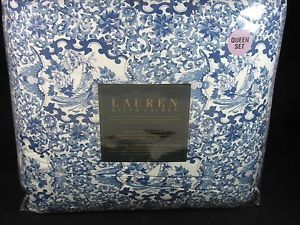 Ralph Lauren 4pc Queen Comforter Tamerind Porcelain Blue White Oriental Set