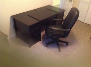 New Dark Brown Espresso Office Desk Chair Desk Pad and Carpet Mat