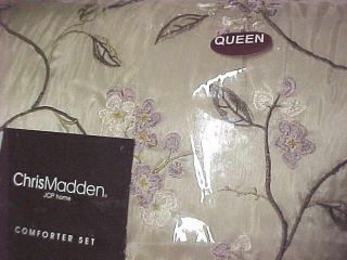 6P Queen Chris Madden Lavender Wildflower Floral Embroidered Comforter Pillow Nu