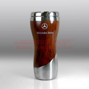 Mercedes Benz Wood Grain Stainless Tumbler Travel Mug Coffee Mug Free Gift