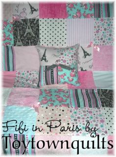 Paris Poodle Fifi Pink Chenille Baby Quilt Crib Bedding