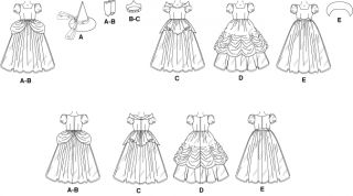 Princess Belle Aurora Cinderella Dress Up Pattern 3 6