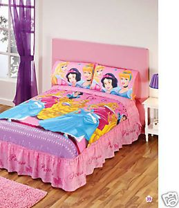 Girls Pink Disney Princess Bedspread Bedding Set Full 5