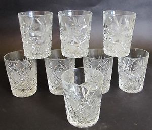 Set of 8 American Brilliant Cut Glass Cocktail Tumblers Crystal Glasses c 1900