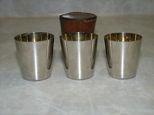 Antique Silver Gold Shot Glasses WW II German Schnapps Cups Officers Cups