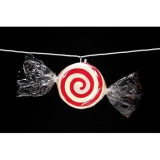50 Peppermint Candy String Lights Set White Cord 15 ft Five 7" LG Candy Lights