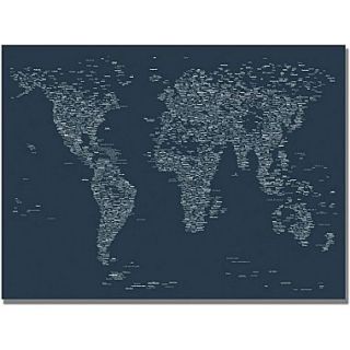 Trademark Global Michael Tompsett Font World Map VI Canvas Art, 30 x 47