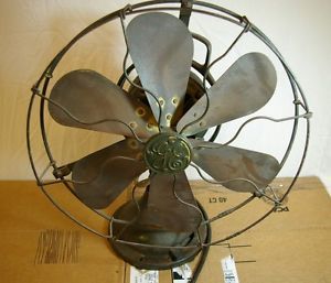 Antique General Electric 78777 GE Brass Colored 6 Blade 2 Star Oscillating Fan