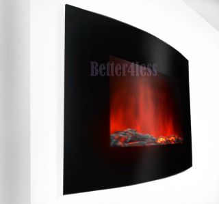 Black Wall Mounted Electric Fireplace Control Remote Heater Firebox BAF 520A