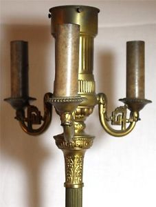 Antique Art Deco Nouveau Brass Torchiere Standing Floor Lamp Artistic Lamp Co