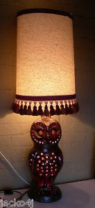 RARE Vintage Retro w German Owl Lava Floor Lamp with Original Shade