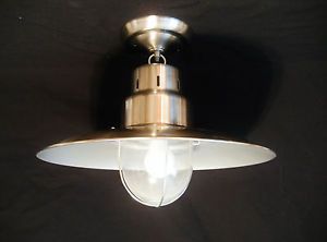Vintage Style Industrial Factory Ceiling Light Fixture Flush Mount Glass Wire CA