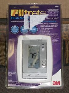 3M Filtrete Flush Mount 3M36 7 Day Programmable Thermostat New Never Opened