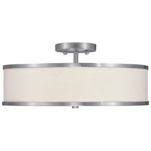 New 3 Light Retro Semi Flush Mount Ceiling Lighting Fixture Brushed Nickel