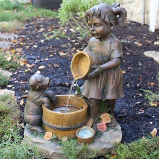 Little Girl Indoor Outdoor Garden Water Fountain