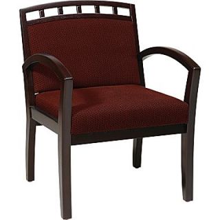 Office Star WorkSmart™ Fabric Deluxe Mahogany Finish Guest Chair, Burgundy