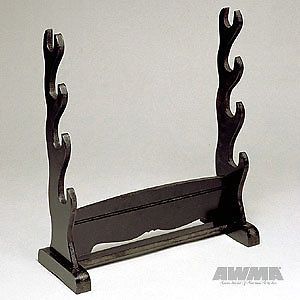 Black Lacquered 4 Sword Display Stand Martial Arts Weapons Supplies Gear