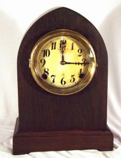 Wm L Gilbert 1912 Model 203 Antique Pendulum Mantel Clock with Key Works Well