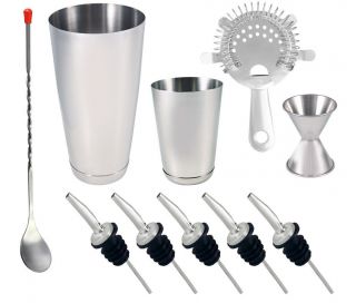 10 Piece Professional Bartender Kit Bartending Tools Cocktail Shaker Set