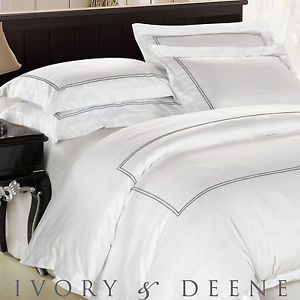 Luxury White Cotton Satin Trim King Size DOONA Quilt Duvet Cover Bedding Set New
