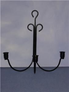 Black Metal 3 Candle Wall Sconce