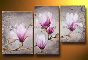 Modern Abstract Oil Paintings Painting Floral Canvas Wall Art Decor Set Magnolia