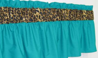 3 in Wide Rod Pocket Turquoise Cheetah Leopard Window Curtain Valance New