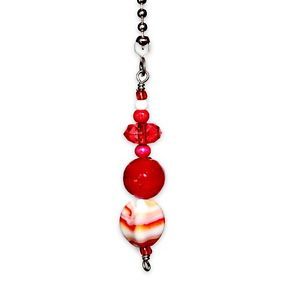 Marble Glass Red Swirls Decorative Ceiling Fan Light Lamp Pull Chain Switch