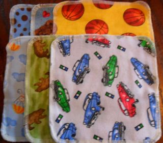 New Flannel Baby Wipes Wash Cloths Boys Large 8x8 Double Layer Soft Flannel