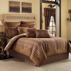 Croscill Colorado King Comforter Drape Pillow 13P Set Southwestern Brown Rust