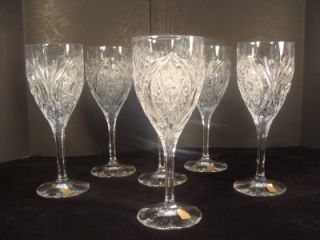 6 Nachtmann German Crystal Water Ice Tea Goblets Wine Stemware Glasses