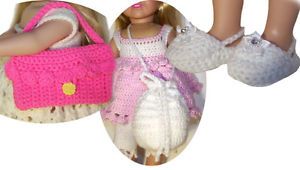 American Girl or 18" Doll Accessories Crochet Patterns Shoes Market Bag Purse