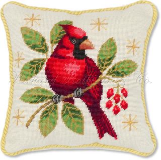 Decorative Holiday Red Cardinal Bird Seasonal Christmas Pillow 14" x 14"