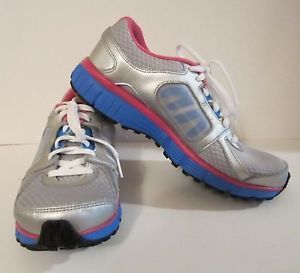 Nike Girls Gray Pink Blue Dual Fusion S2 Youth Size 5 Sneakers Running Shoes