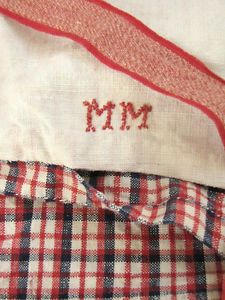 Antique French Comforter Duvet Cover Kelsch Linen Check Plaid Design Fabric