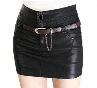 Women's Sexy PU Leather Zipper Pocket Skirt Short Skirt Mini Dress Plus Size