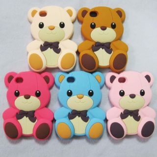 Cute 3D Teddy Bear Silicone Soft Case Cover Skin for iPhone 4G 4S