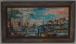 Jose Luis Florit Spain Harbor Port Scene Impression Marine Oil Canvas Painting