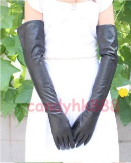 Women Fashion 60cm Long Genuine Leather Lambskin Winter Opera Evening Gloves