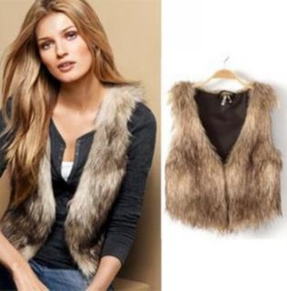 New Fashion Womens Faux Fur Petite Warm Vest Coat Winter Coat Jacket