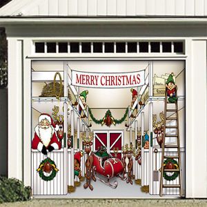 Santa Reindeer Christmas Garage Door Decoration CRB1C