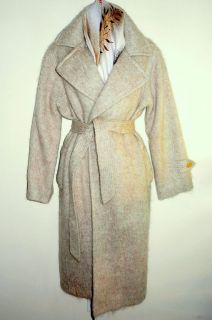 A1 Mohair Long Wool Coat Soft Warm Classic Beige Winter 12 14 Free Scarf Large