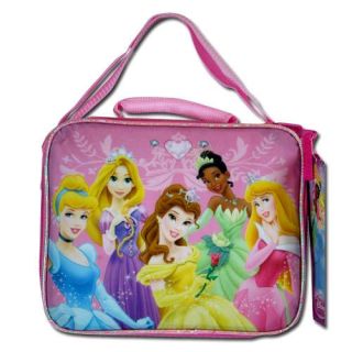 Disney Princess Cinderella Belle Rapunzel Tiana Insulated Lunch Bag w Straps