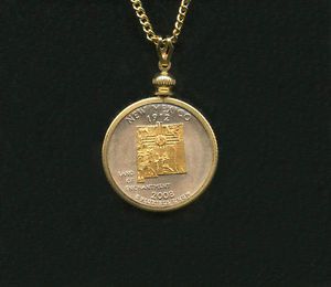 New Mexico State Commemorative Pure Silver 24K Gold Plate Necklace Jewelry